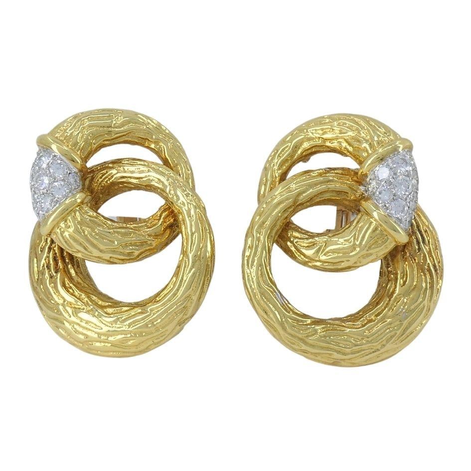 Vintage Boucheron 18k Gold Platinum Diamond Drop Clip Earrings - 10