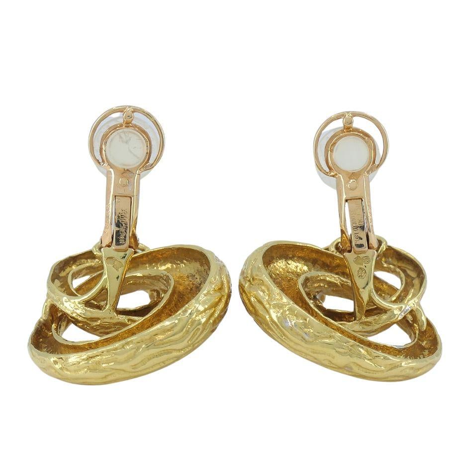 Vintage Boucheron 18k Gold Platinum Diamond Drop Clip Earrings - 3