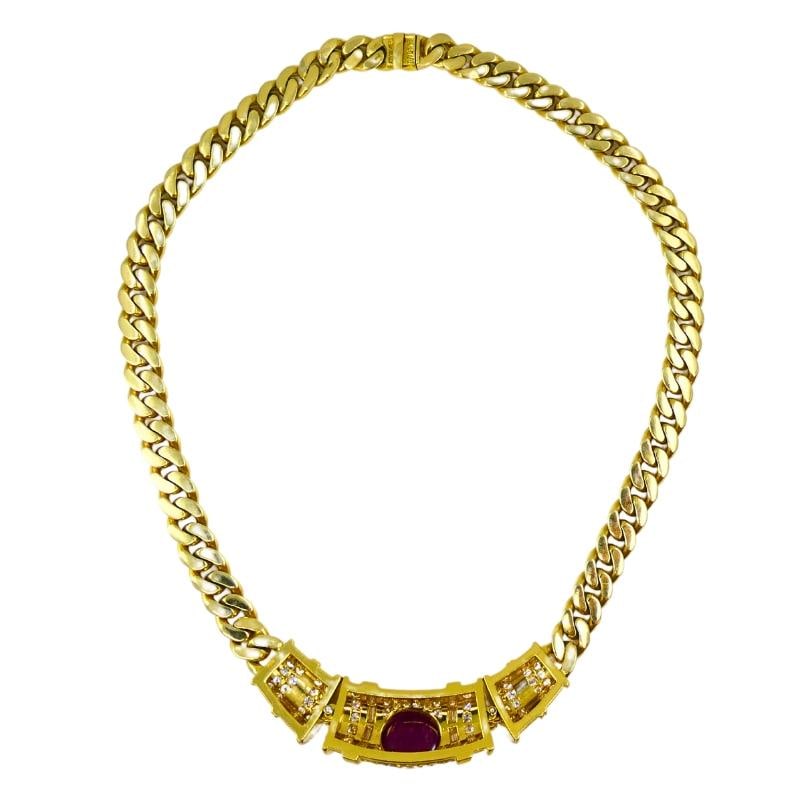 Vintage Bvlgari Bulgari Ruby Diamond Jewelry Set 18k Gold Estate Jewelry - 13