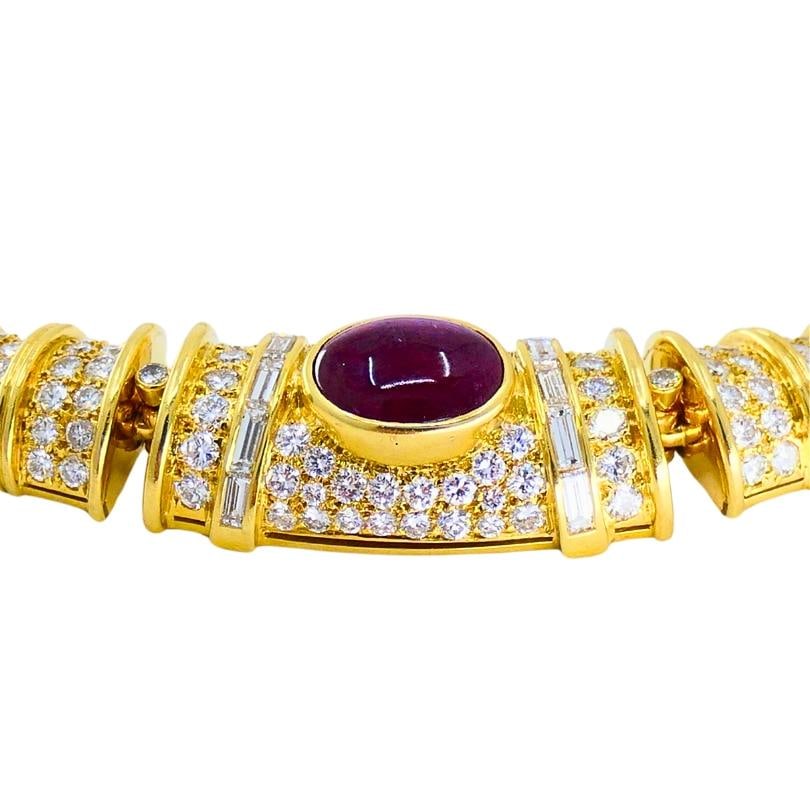 Vintage Bvlgari Bulgari Ruby Diamond Jewelry Set 18k Gold Estate Jewelry - 14