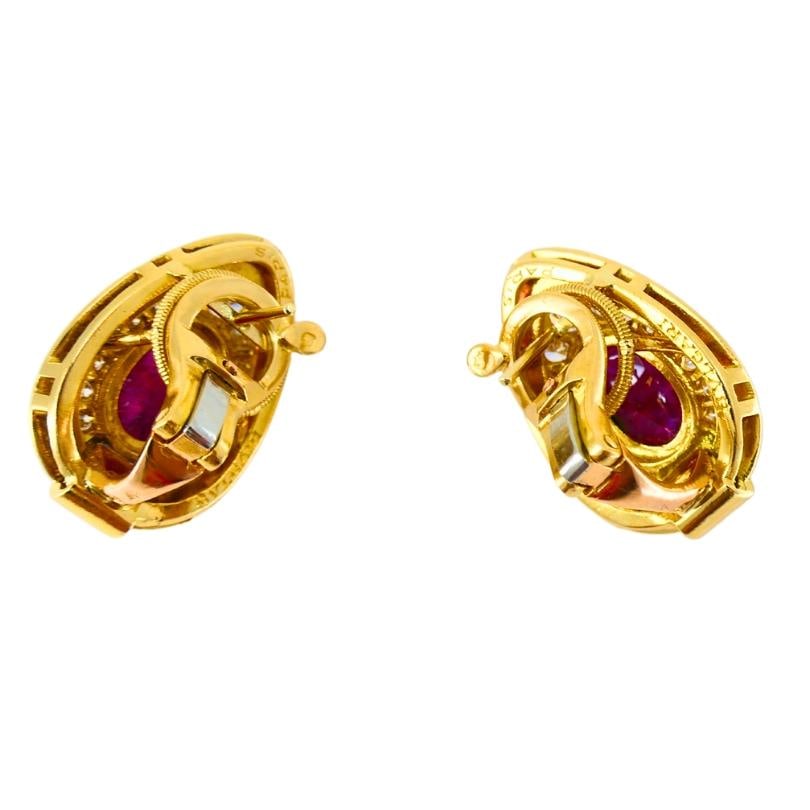 Vintage Bvlgari Bulgari Ruby Diamond Jewelry Set 18k Gold Estate Jewelry - 3