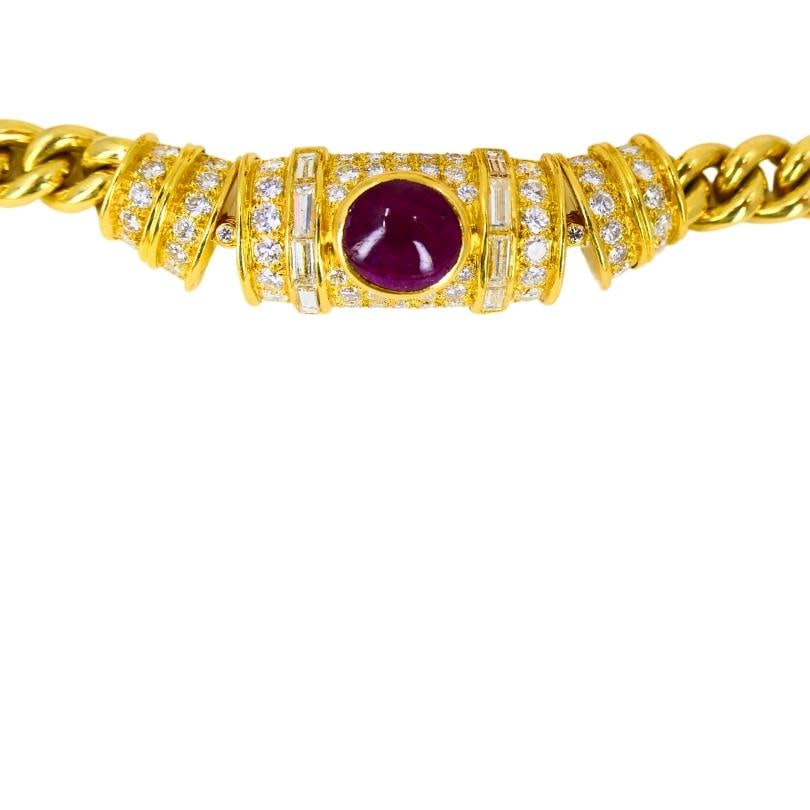 Vintage Bvlgari Bulgari Ruby Diamond Jewelry Set 18k Gold Estate Jewelry - 5