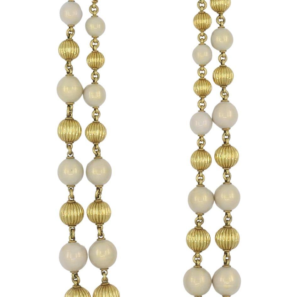 Vintage Tiffany & Co. 18k Gold Enamel Beaded Necklace - 12