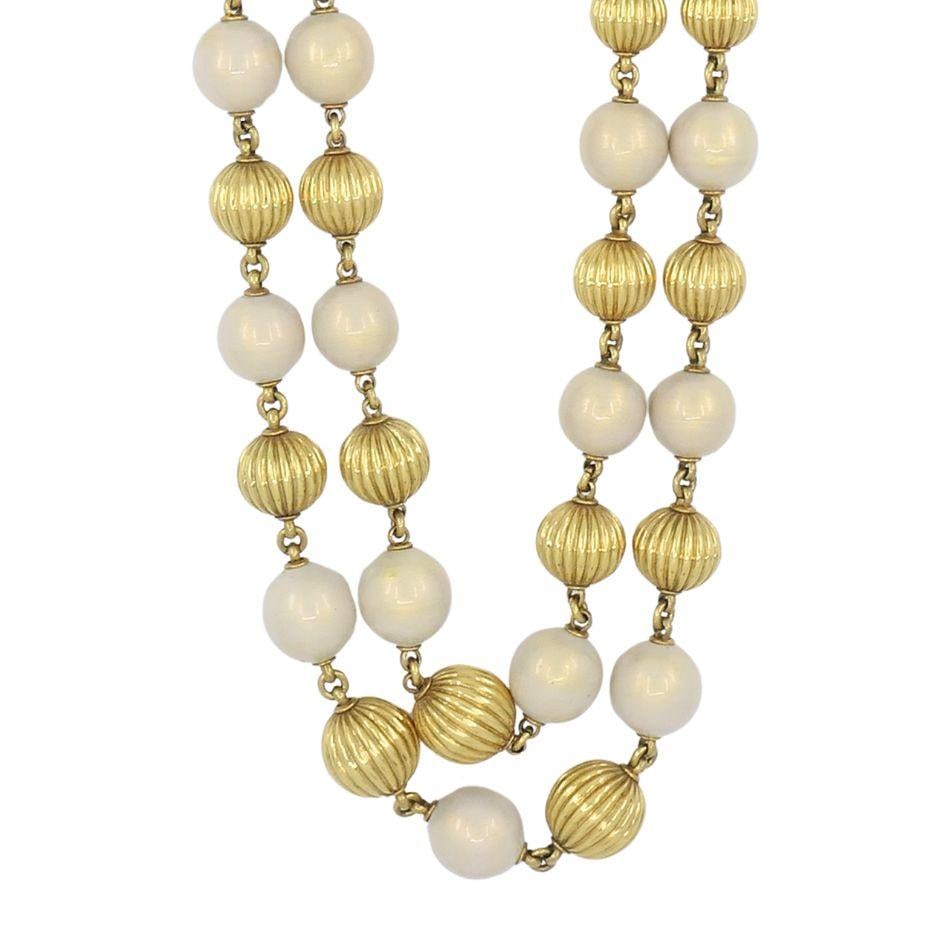 Vintage Tiffany & Co. 18k Gold Enamel Beaded Necklace - 13