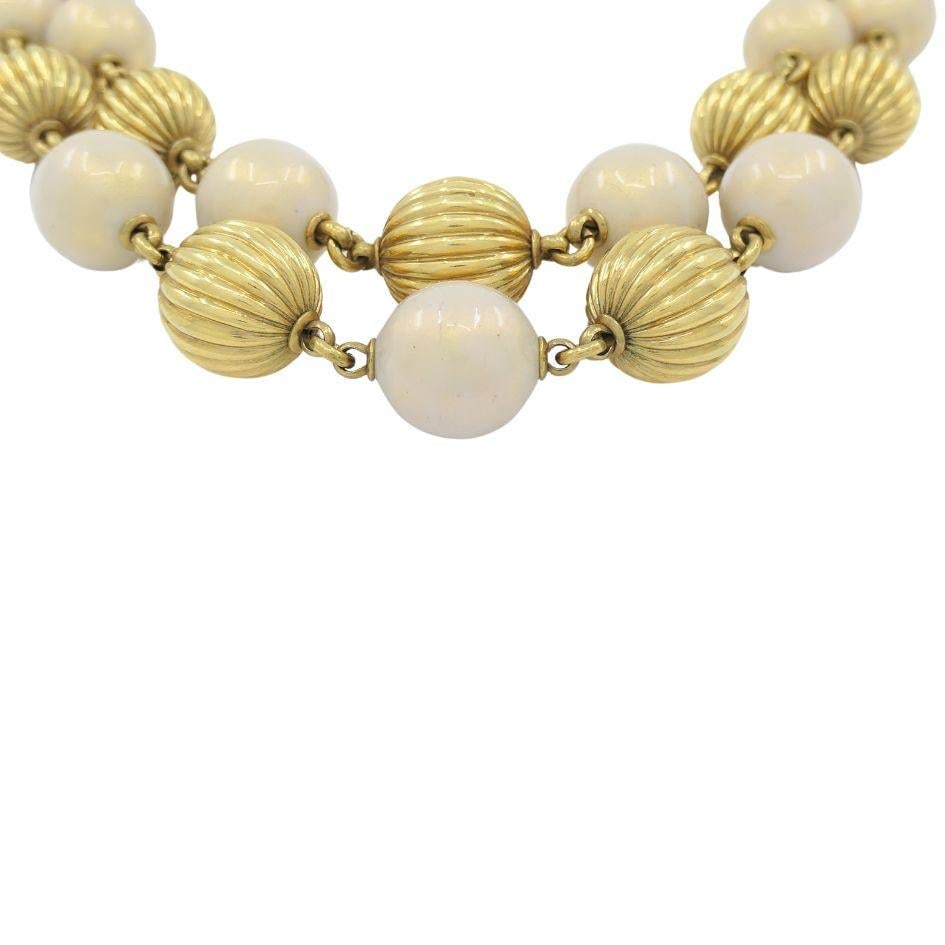 Vintage Tiffany & Co. 18k Gold Enamel Beaded Necklace - 14