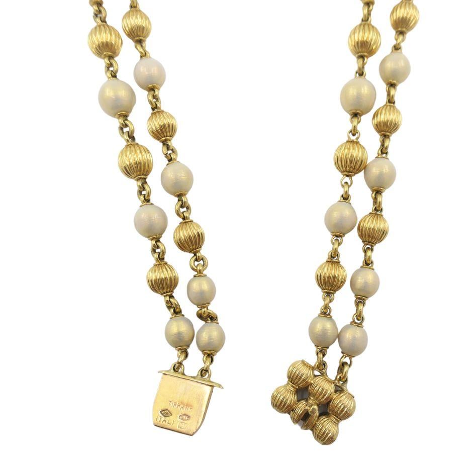 Vintage Tiffany & Co. 18k Gold Enamel Beaded Necklace - 19