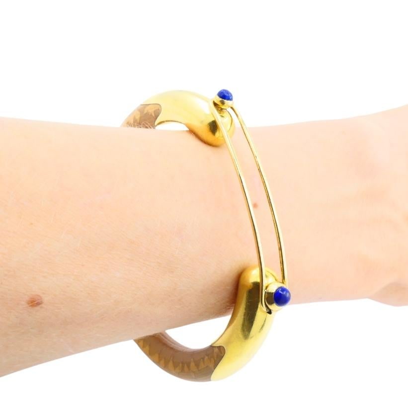 Rare Elsa Peretti for Tiffany & Co. Gold Lapis Lazuli Rattan Bracelet - 16