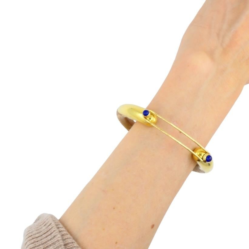 Rare Elsa Peretti for Tiffany & Co. Gold Lapis Lazuli Rattan Bracelet - 5