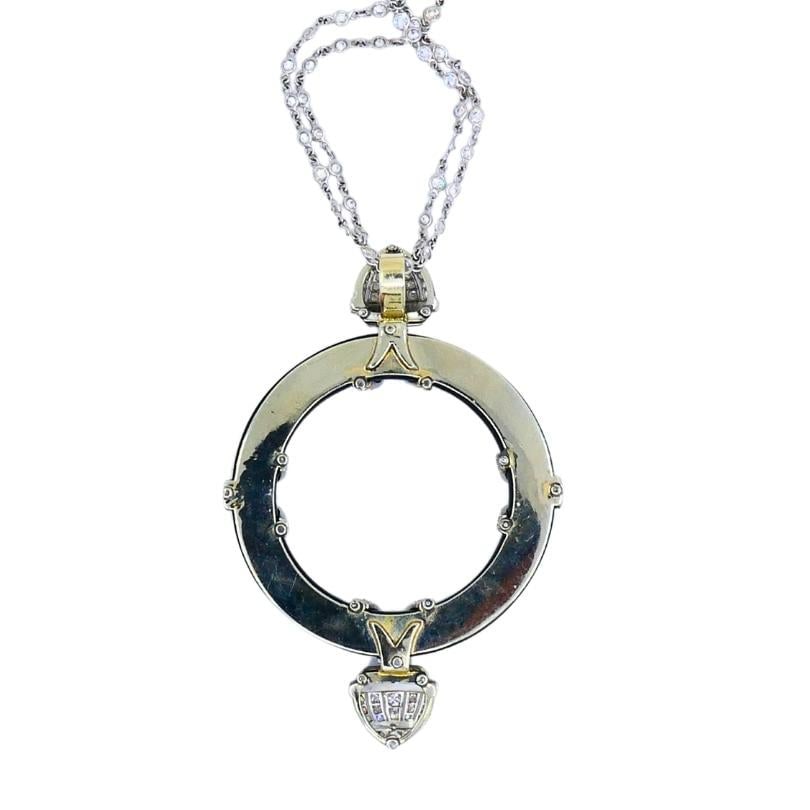 Art Deco Platinum Onyx Pendant on Modern Gold Diamond Chain Necklace - 13