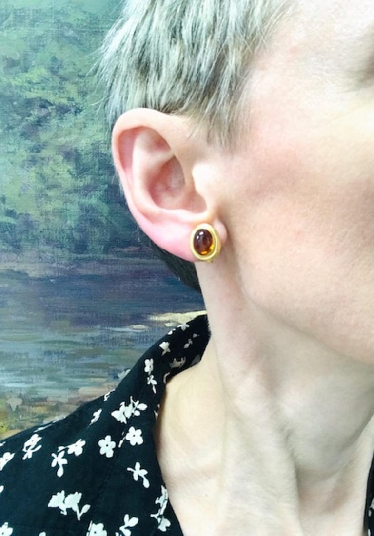 Bvlgari Bulgari Citrine Cabochon Earrings 18k Gold - 8