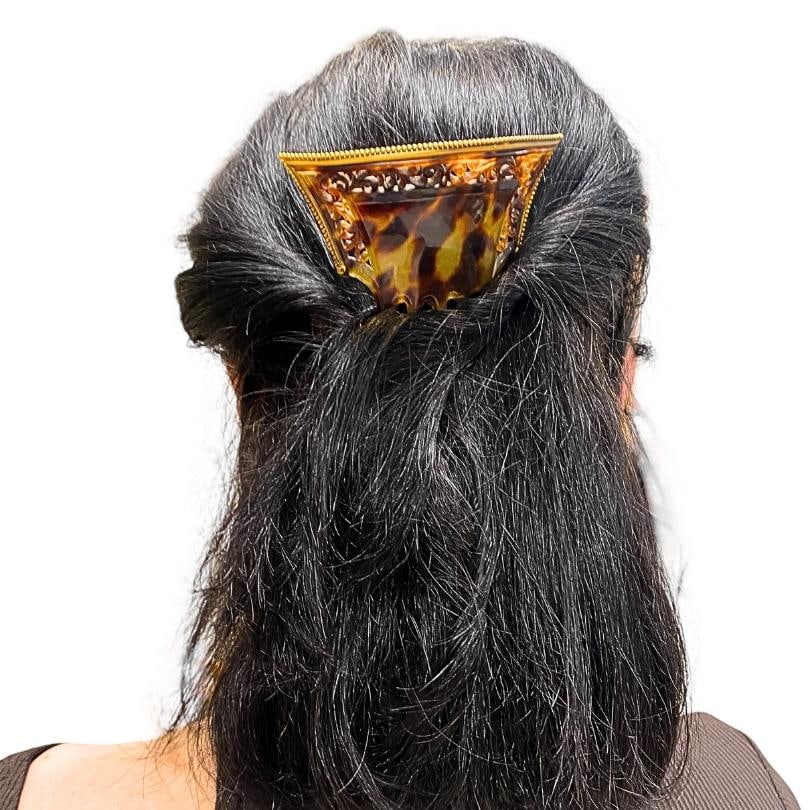 Victorian Faux Tortoiseshell 14k Gold Haircomb - 18