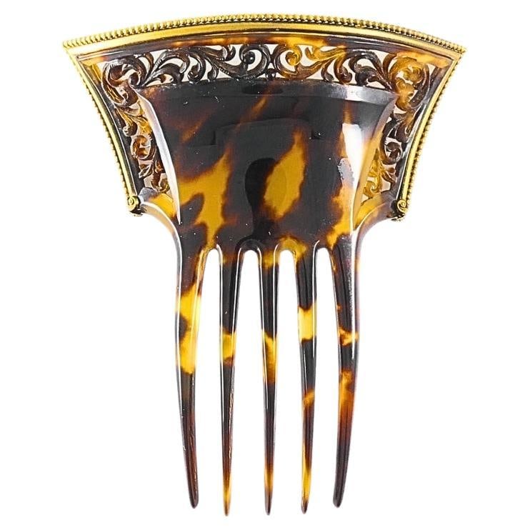 Victorian Faux Tortoiseshell 14k Gold Haircomb (1 of 19)