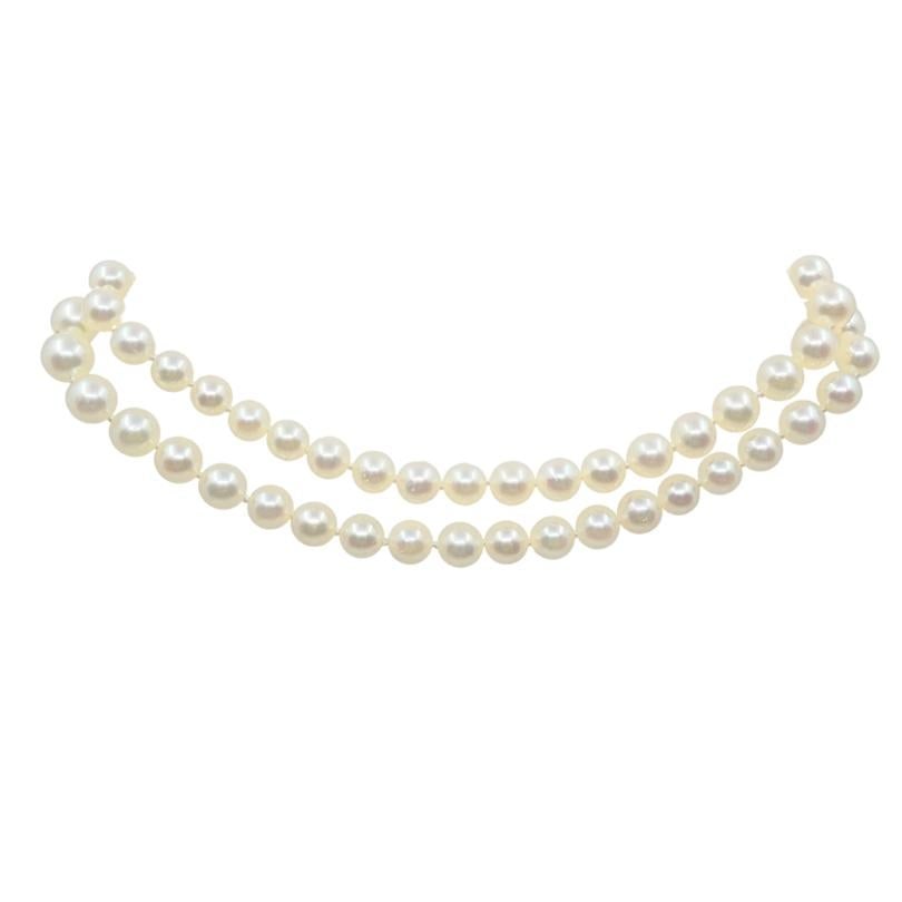 Vintage Graduated Pearl Necklace 18k Gold Clasp - 11