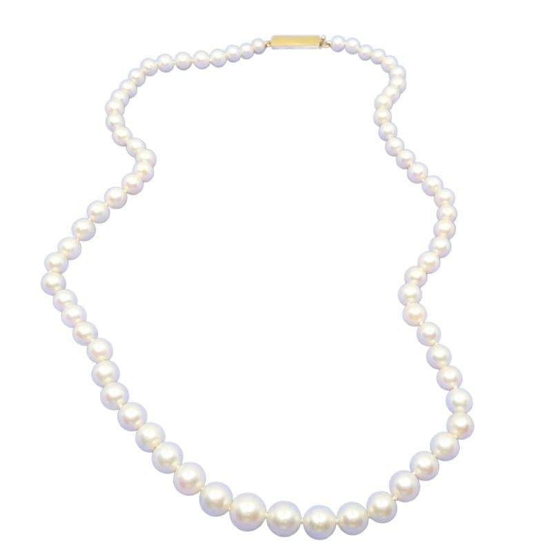 Vintage Graduated Pearl Necklace 18k Gold Clasp - 12