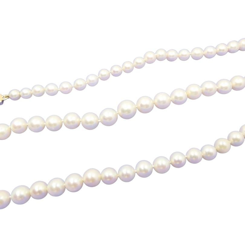 Vintage Graduated Pearl Necklace 18k Gold Clasp - 4
