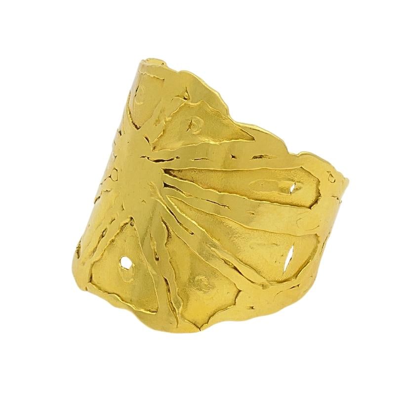 Jean Mahie 22k Gold Wide Cuff Bracelet - 11