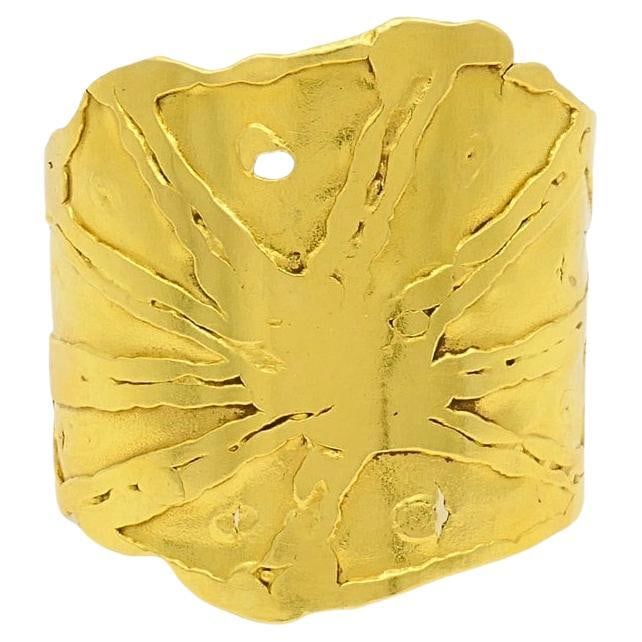 Jean Mahie 22k Gold Wide Cuff Bracelet: About the Item Designer: Jean Mahie Materials: 22k Yellow Gold Weight: 80.9 Grams Measurement: 5 1/2" Inner Circumference x 2 1/8" Widest Part Hallmarks: Jean Mahie An impressive Jean Mahie 22k gold