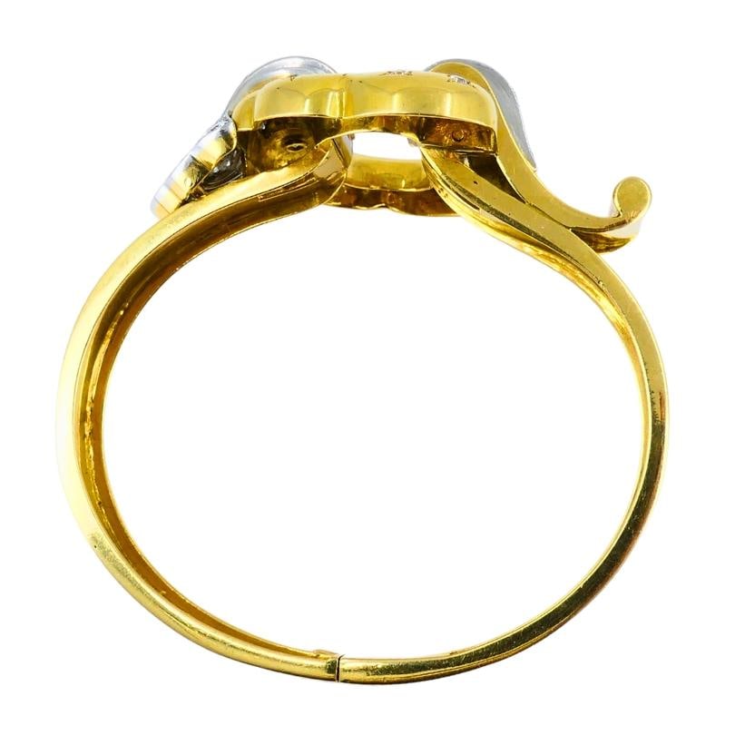 Boucheron Buckle Bangle Bracelet 18k Gold Diamond Platinum French Estate Jewelry - 4