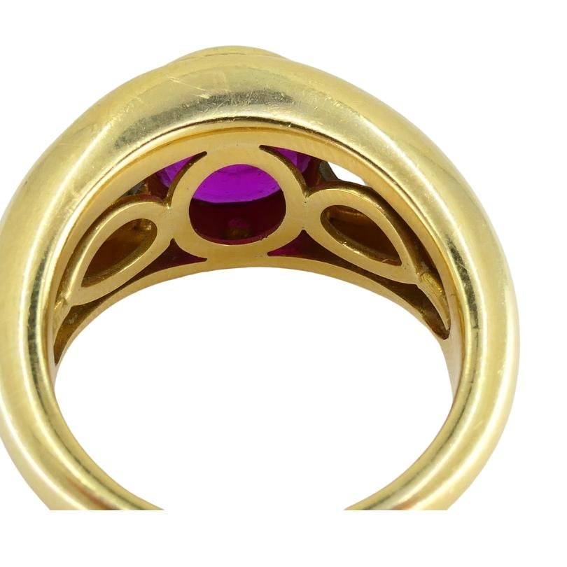 Bvlgari Bulgari Band Ring 18k Gold Cabochon Ruby Diamond AGL Certificate - 2