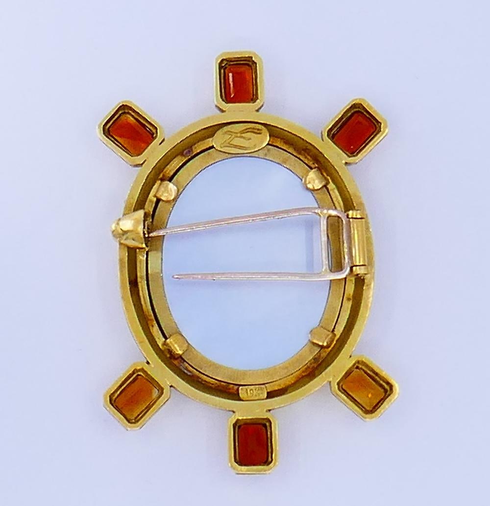 Vintage Elizabeth Locke Brooch Pin 18k Gold Citrine - 9