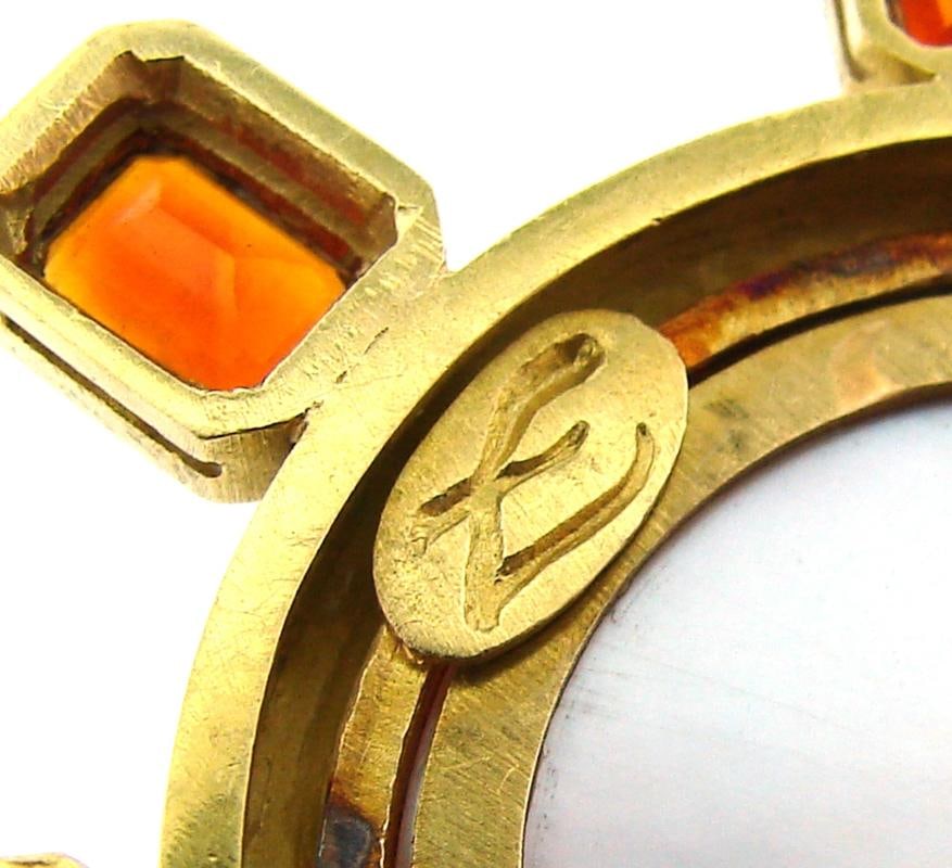 Vintage Elizabeth Locke Brooch Pin 18k Gold Citrine - 12