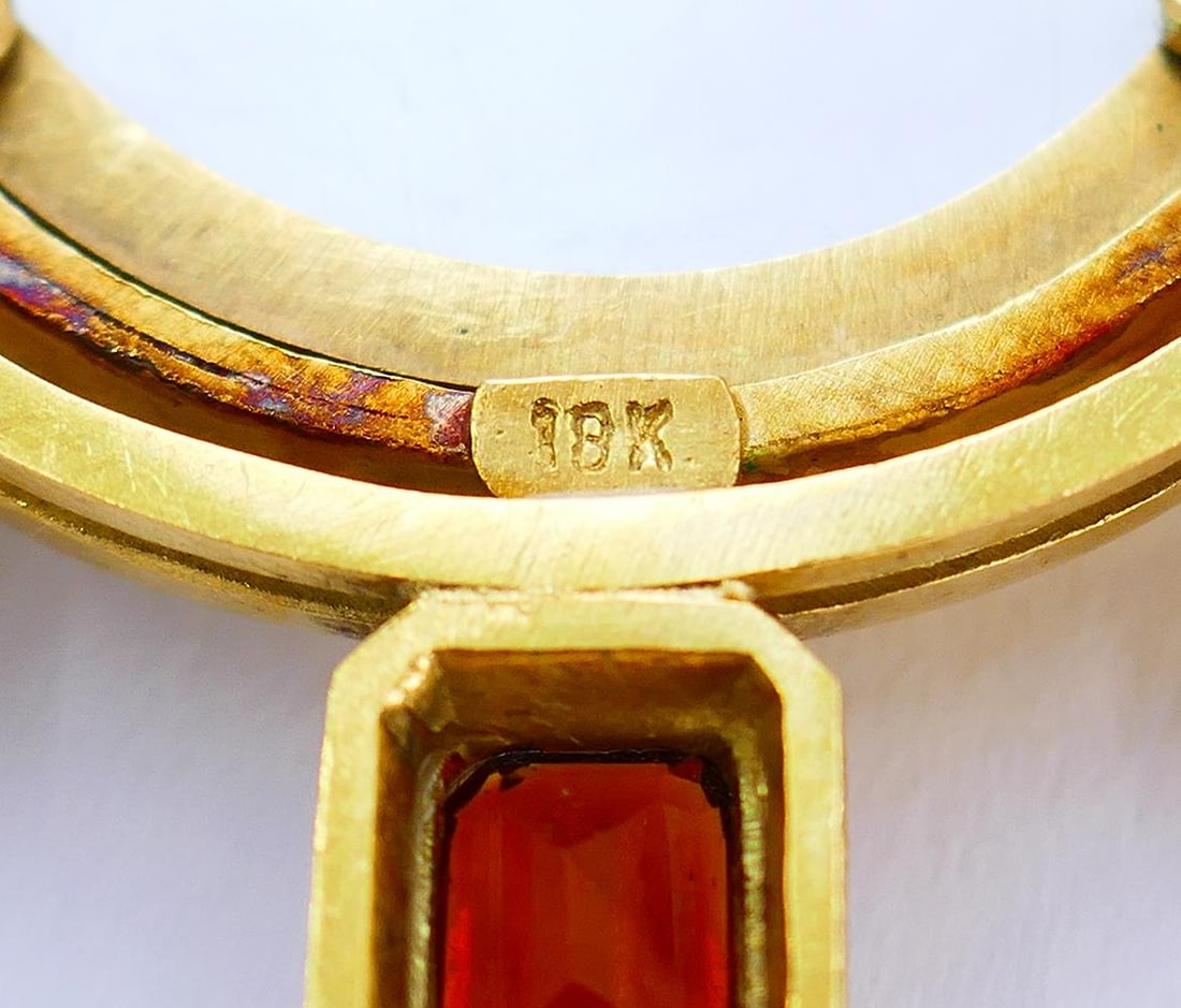 Vintage Elizabeth Locke Brooch Pin 18k Gold Citrine - 13