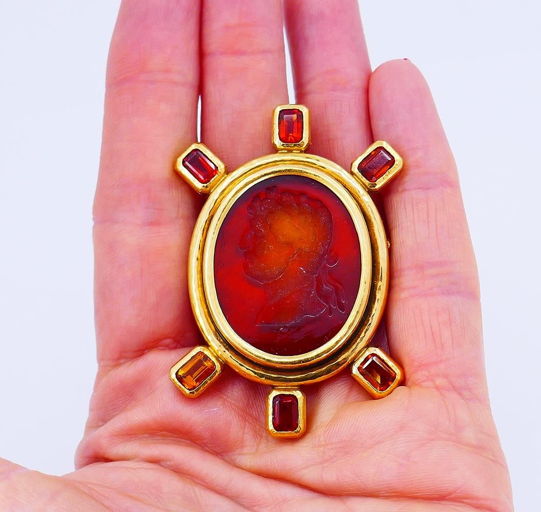 Vintage Elizabeth Locke Brooch Pin 18k Gold Citrine - 14