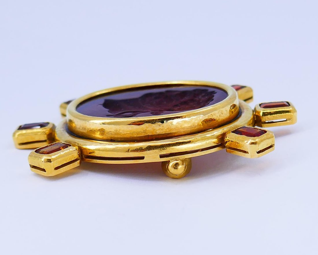 Vintage Elizabeth Locke Brooch Pin 18k Gold Citrine - 3