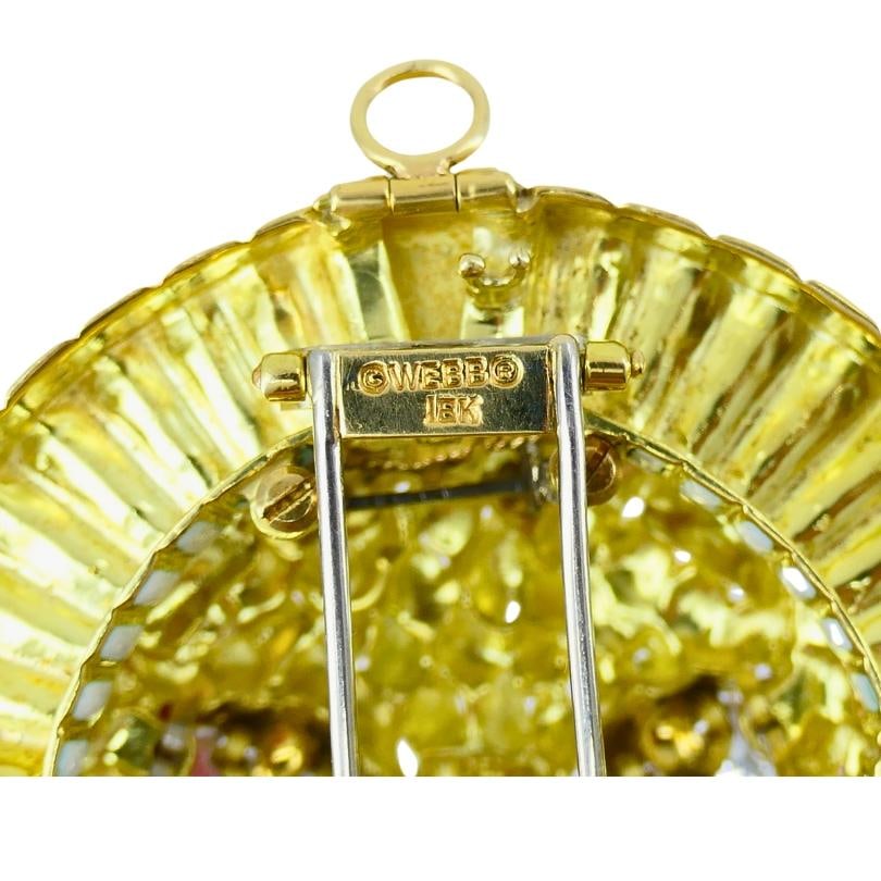 Vintage David Webb Cat Brooch Pendant 18k Gold Enamel Diamond Estate Jewelry - 13