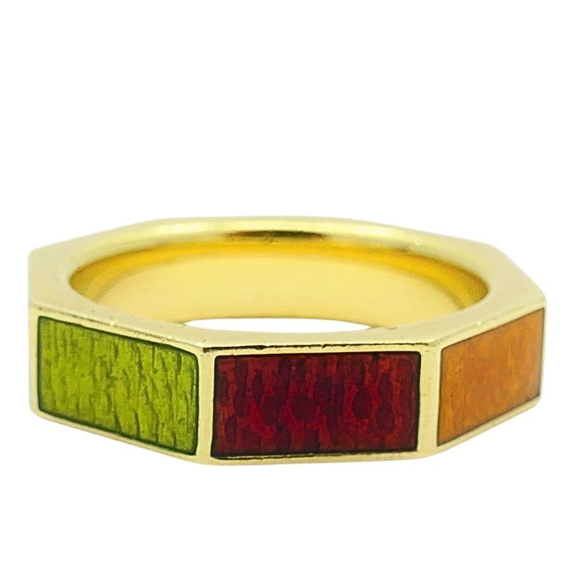 Gucci Ring Vintage Link to Love 18k Gold Enamel - 9