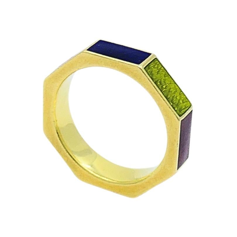 Gucci Ring Vintage Link to Love 18k Gold Enamel - 10
