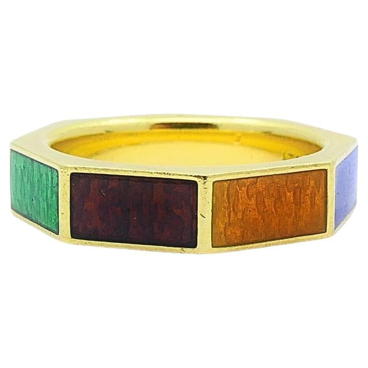 Gucci Ring Vintage Link to Love 18k Gold Enamel - 7