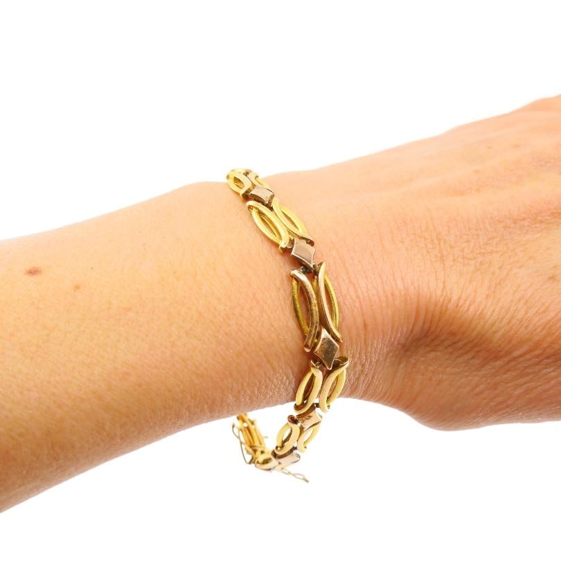 Vintage Two-Tone 14k Gold Link Bracelet - 10