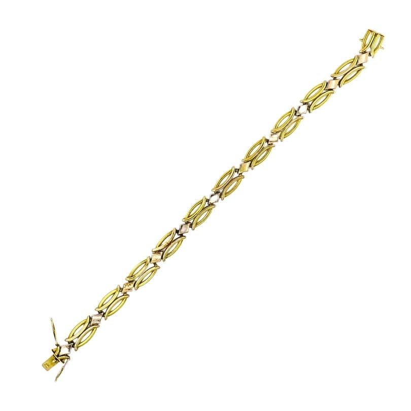 Vintage Two-Tone 14k Gold Link Bracelet - 12