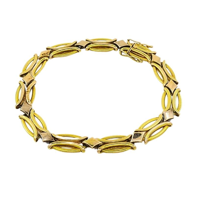 Vintage Two-Tone 14k Gold Link Bracelet - 2