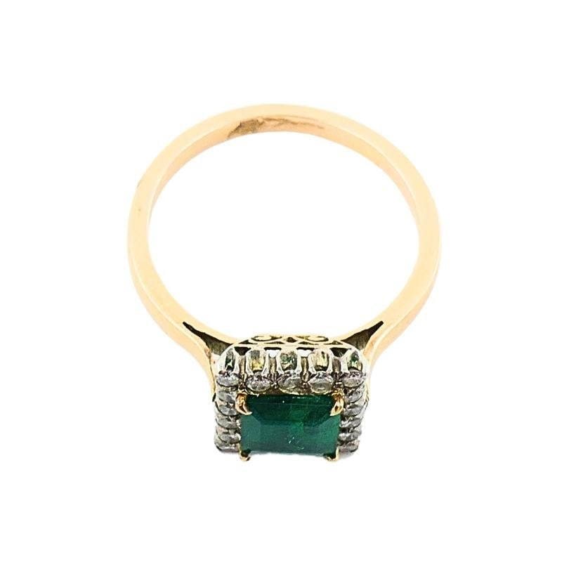 Emerald Ring Vintage 14k Gold Diamond - 3