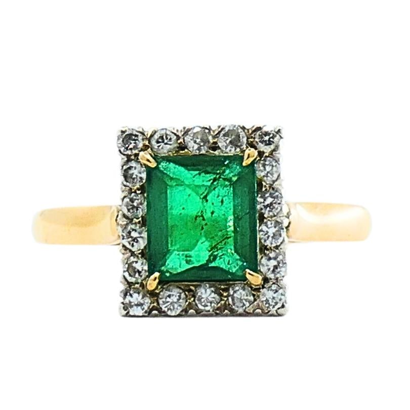 Emerald Ring Vintage 14k Gold Diamond - 4