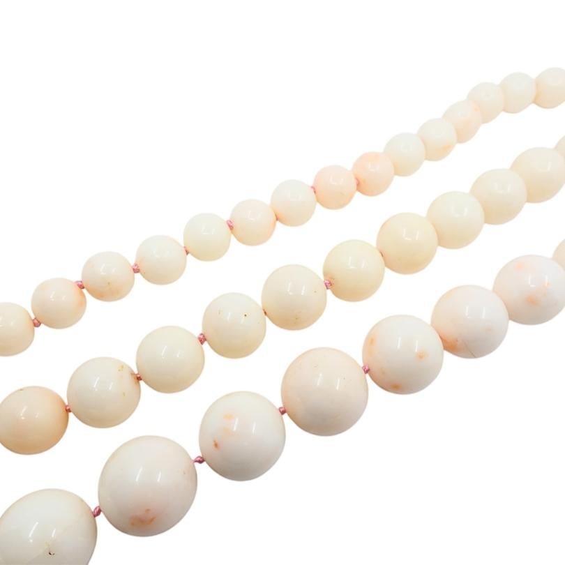 Angel Skin Coral Triple Strand Necklace 14K Gold - 15