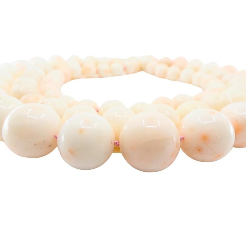 Angel Skin Coral Triple Strand Necklace 14K Gold - 2