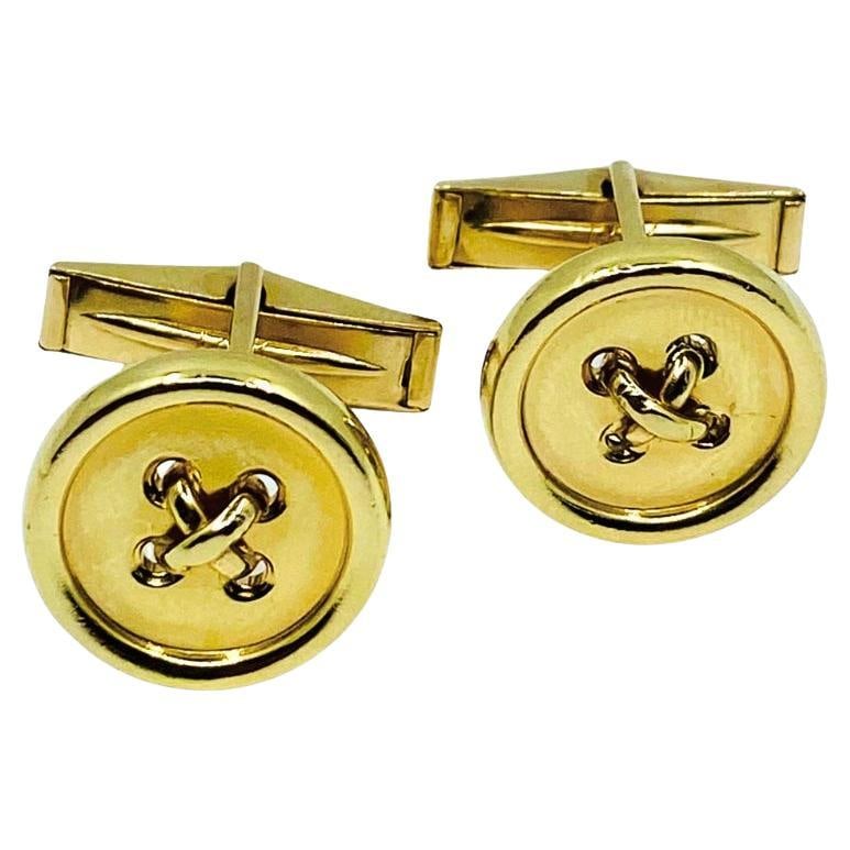 Tiffany & Co. Cufflinks 14k Gold Button - 15
