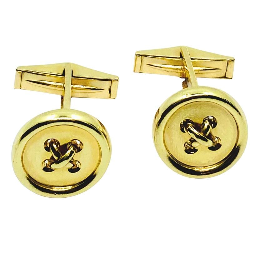 Tiffany & Co. Cufflinks 14k Gold Button - 4