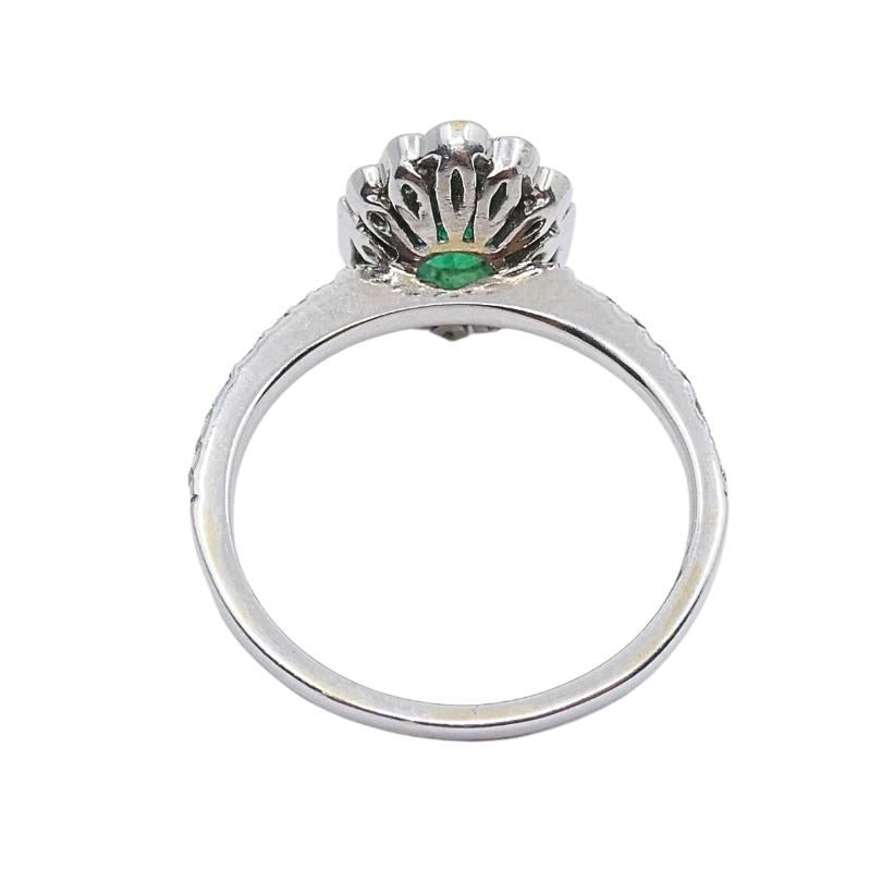 Emerald Ring 14k Gold Diamond Cluster Ring - 6