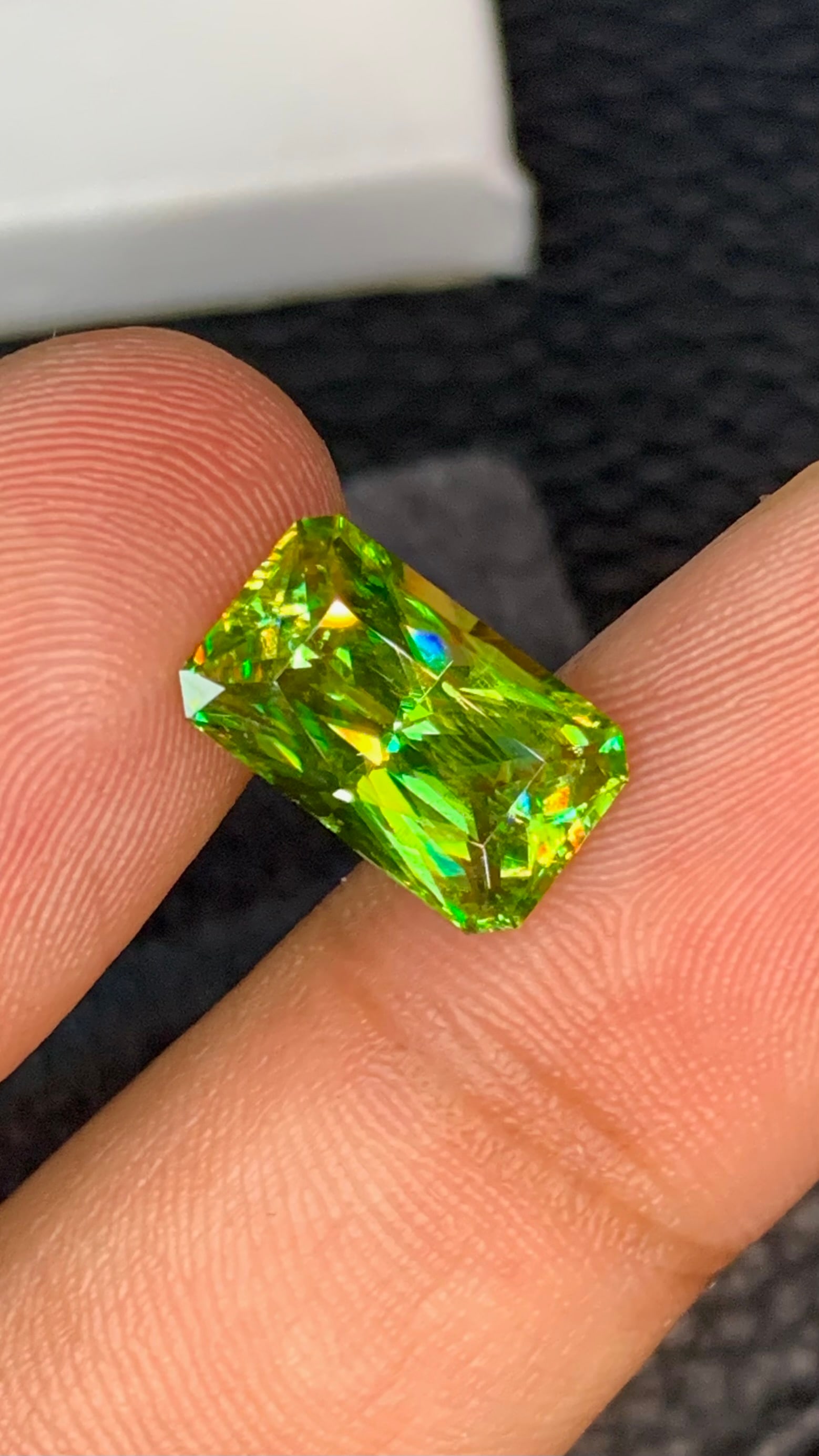 5.15 Carats Multi Color Sphene Gemstone: Details SKU Dimensions (mm) 12.58 x 7.81 x 6.13 mm Weight (cts) 5.15 Treatment No Treatment Shape Octagonal Type Faceted Clarity N/A Colours Description The Beauty and Rarity of