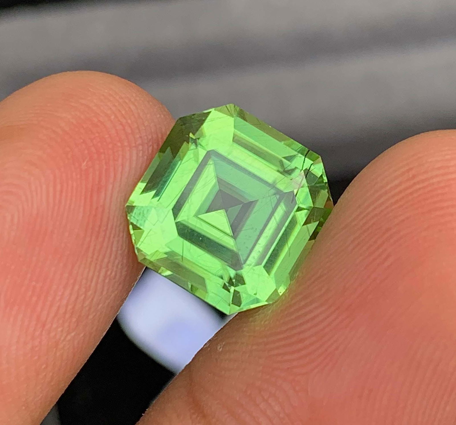 Natural Rutile Peridot Gemstones, Fancy Asscher Cut Peridot Loose Gemstone From Pakistan, August - 7