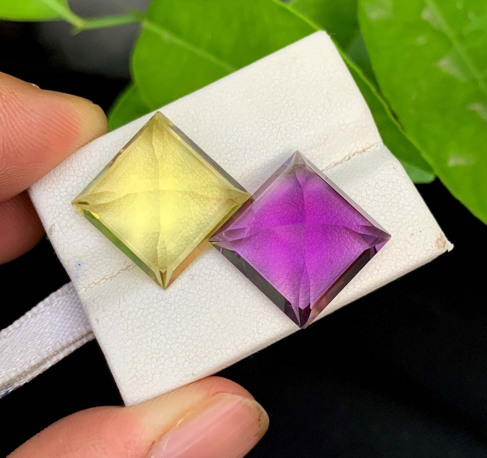 Fancy Cut Amethyst Citrine Gemstone Pair: February Birthstone, 31.30 Carat - 2