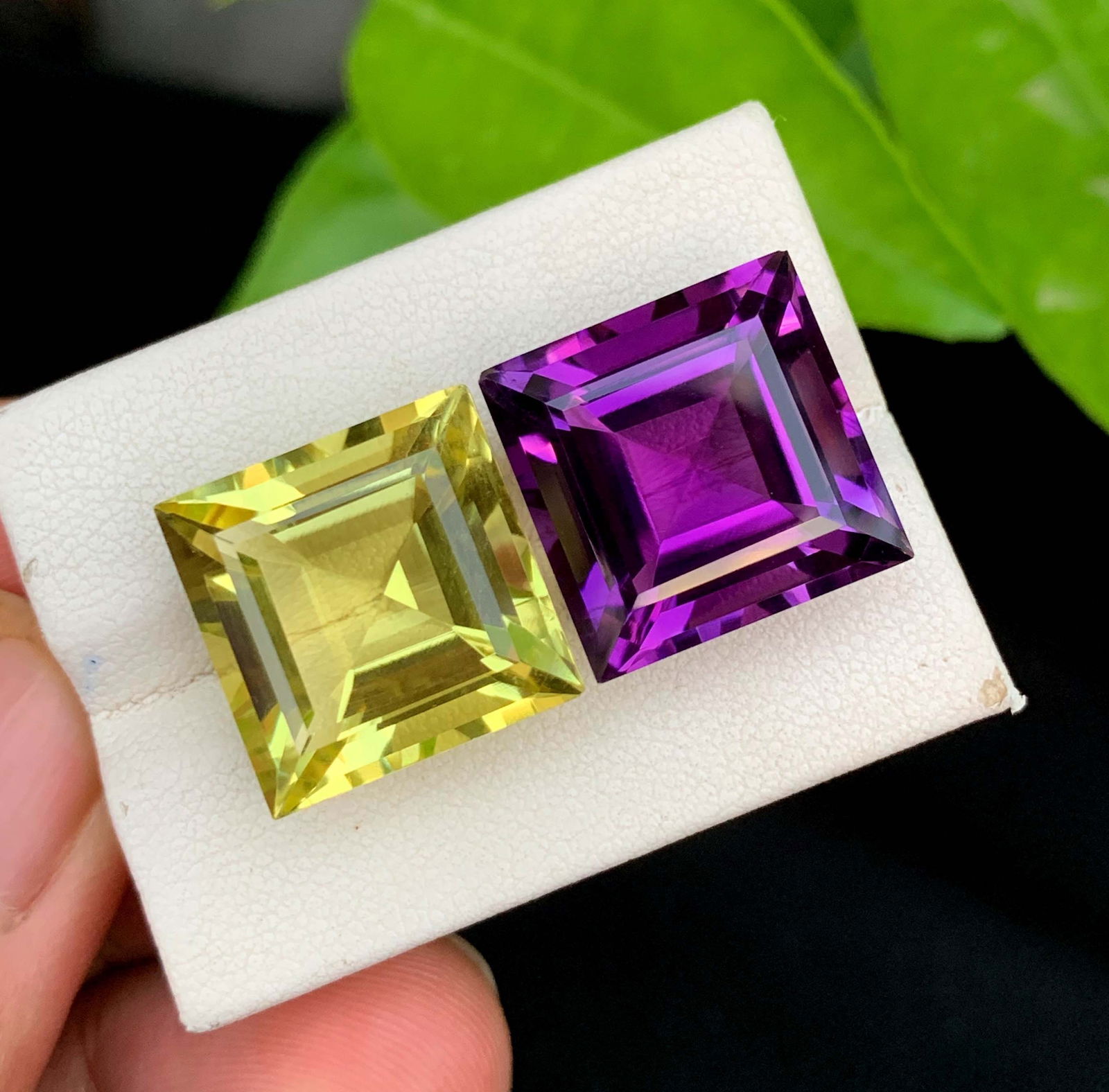 Fancy Cut Amethyst Citrine Gemstone Pair: February Birthstone, 31.30 Carat - 3