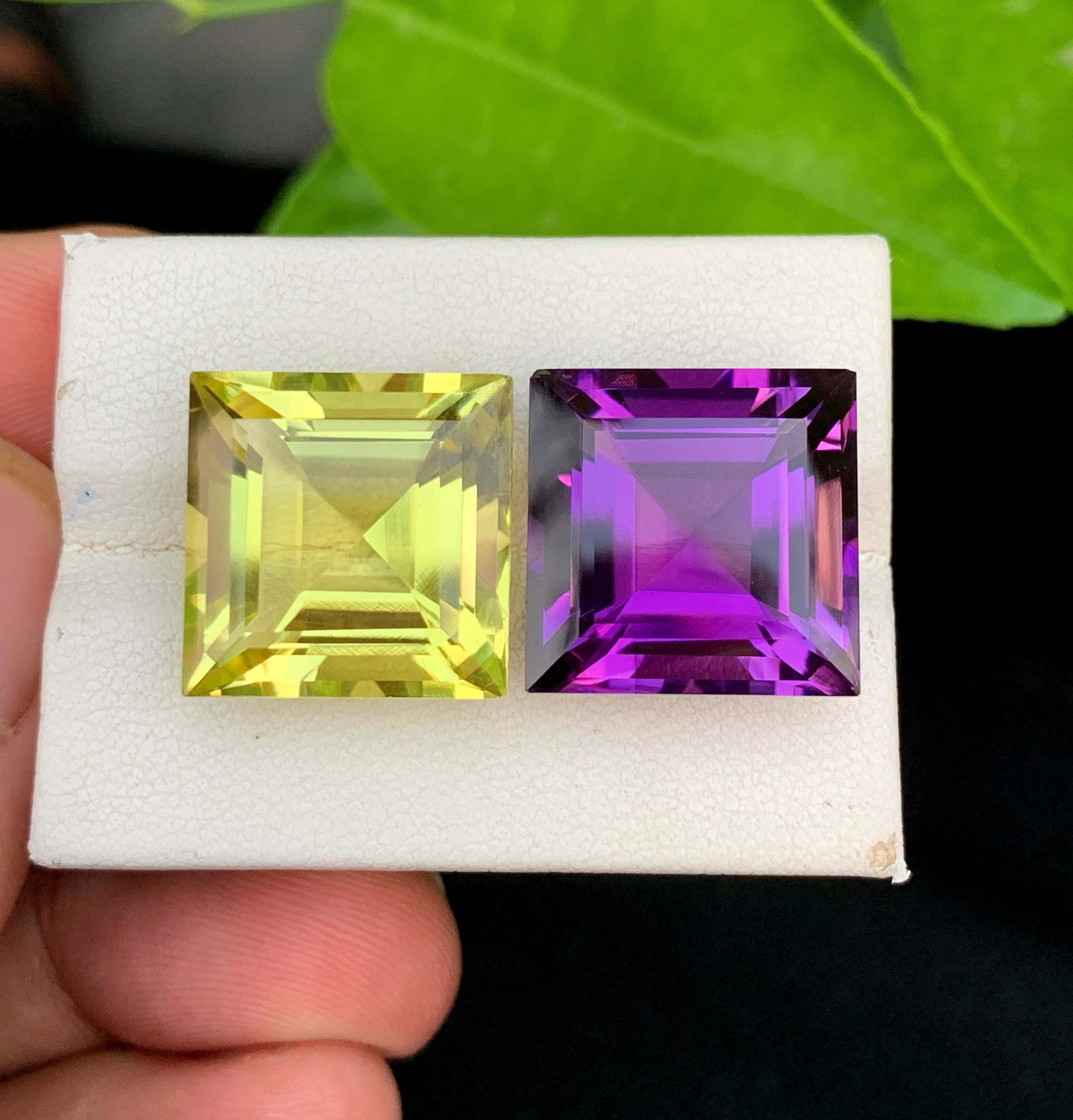 Fancy Cut Amethyst Citrine Gemstone Pair: February Birthstone, 31.30 Carat - 4