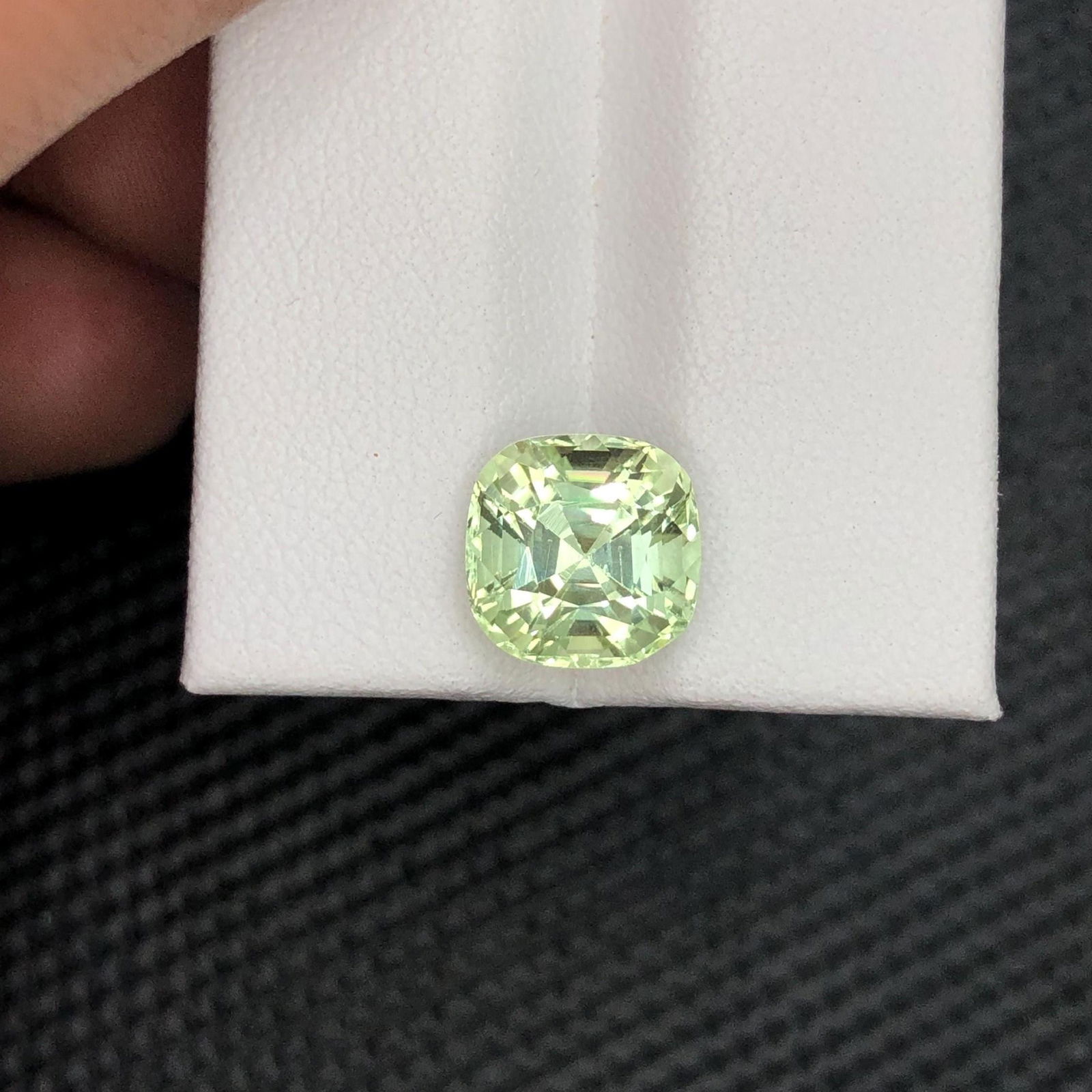 Pear Green Tourmaline Gemstone: 4.12 Carat Cushion Cut, Afghanistan Stone - 4