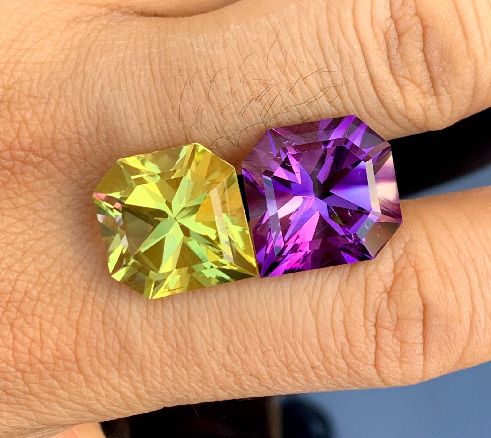 Amethyst Citrine Gemstone Pair: Emerald Cut, February Birthstone (28.00 Carat) - 4