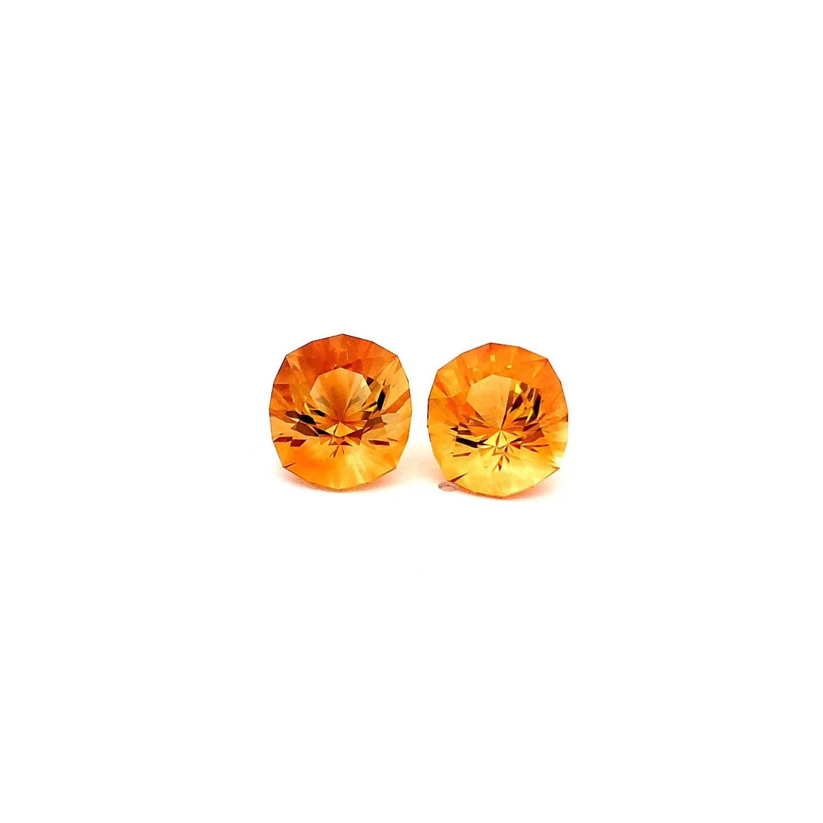 Earrings Size Pair Yellowish Orange Citrine Fancy Cut Gemstone - 12.790 Carat - 7